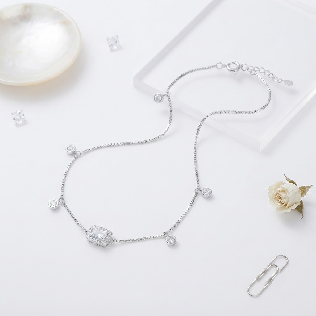 CELESTE SOLITARE SILVER ANKLET - Image 2