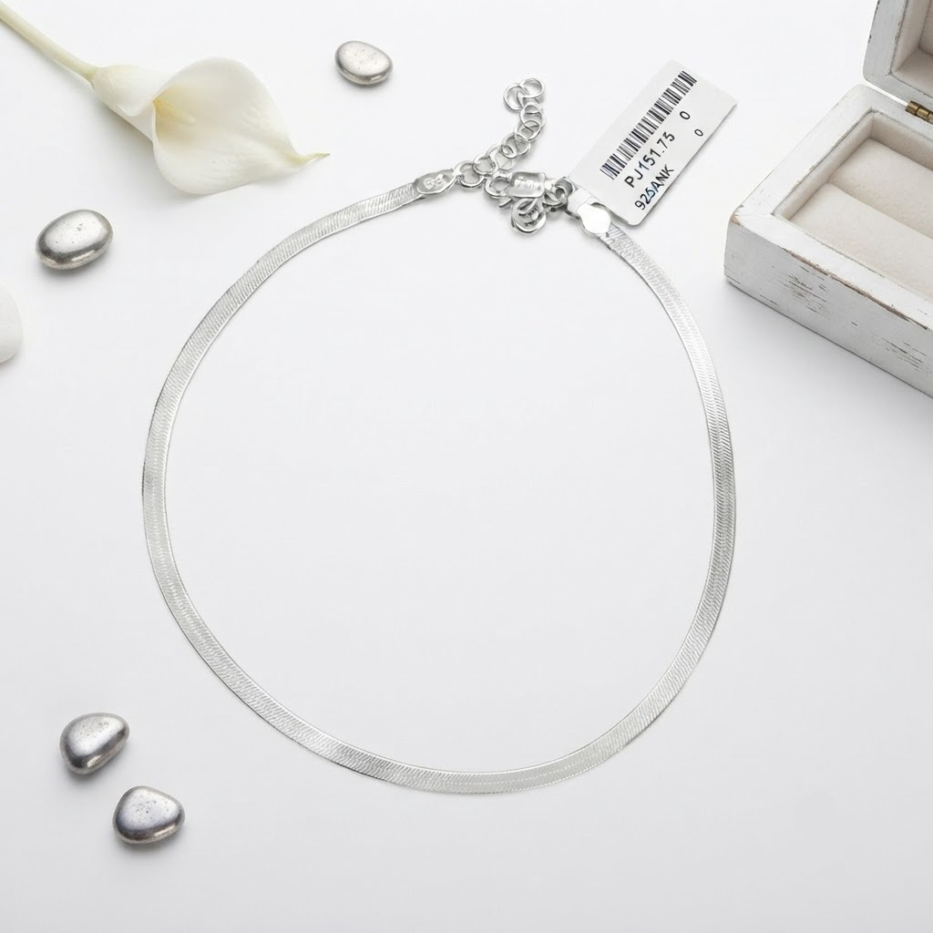 VELVET SILK SNAKE SILVER ANKLET - Image 2