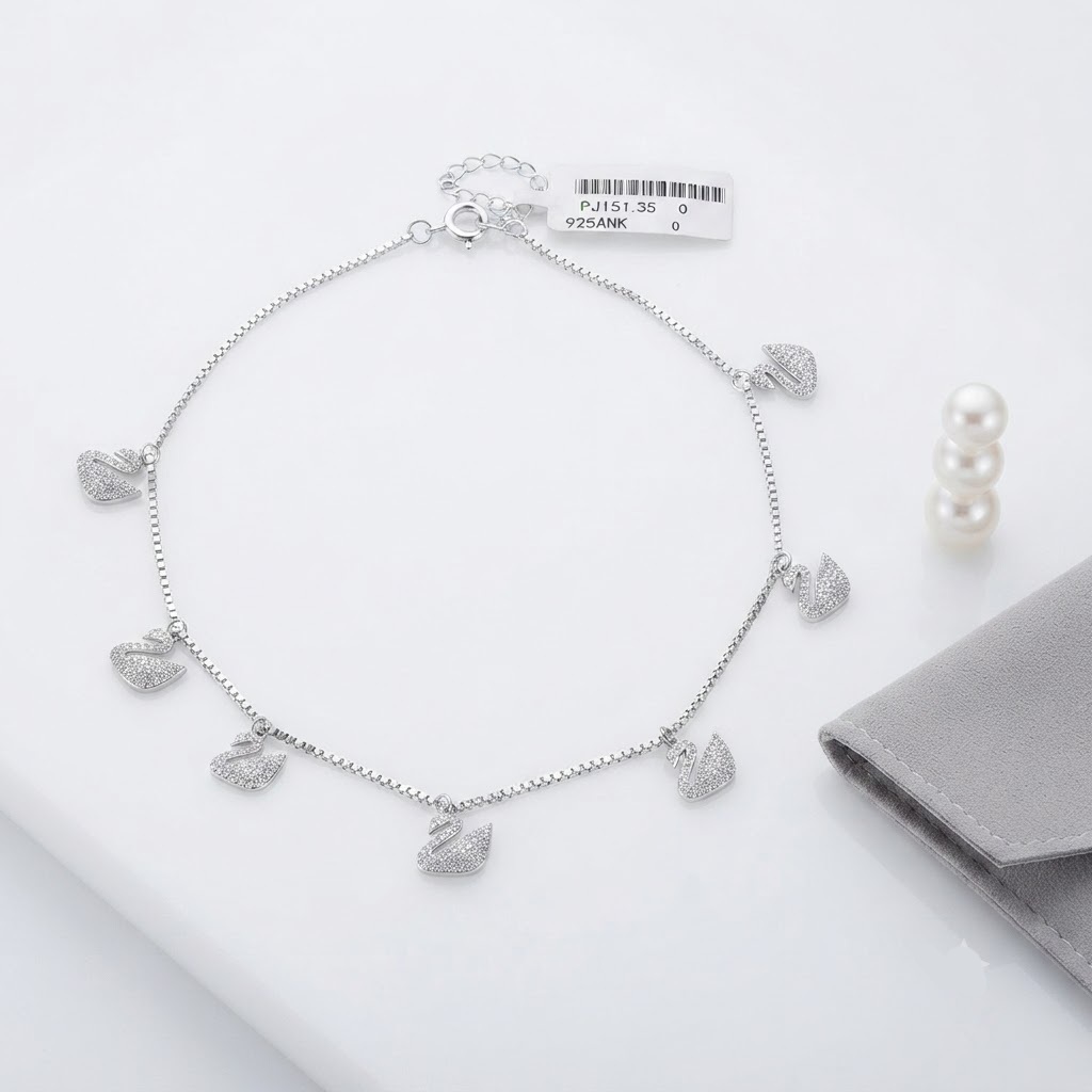 FLOTING SWAN PARADE SILVER ANKLET - Image 3