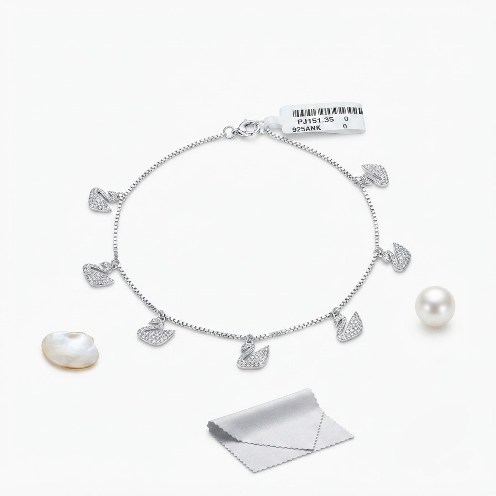 FLOTING SWAN PARADE SILVER ANKLET - Image 2