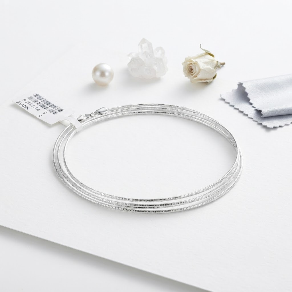 LUSTRE WAVE FIVE MULTI LAYERED ITALIAN SILVER ANKLET - Image 4