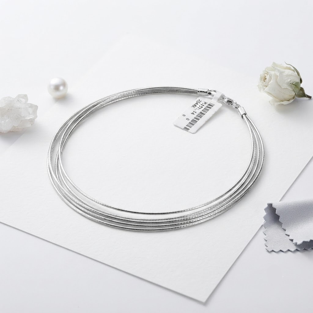 LUSTRE WAVE FIVE MULTI LAYERED ITALIAN SILVER ANKLET - Image 3