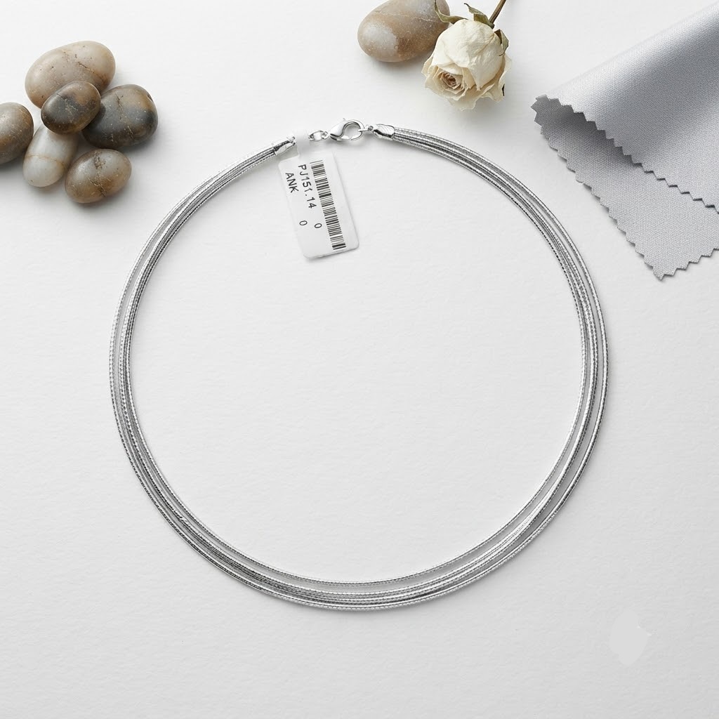 LUSTRE WAVE FIVE MULTI LAYERED ITALIAN SILVER ANKLET - Image 2
