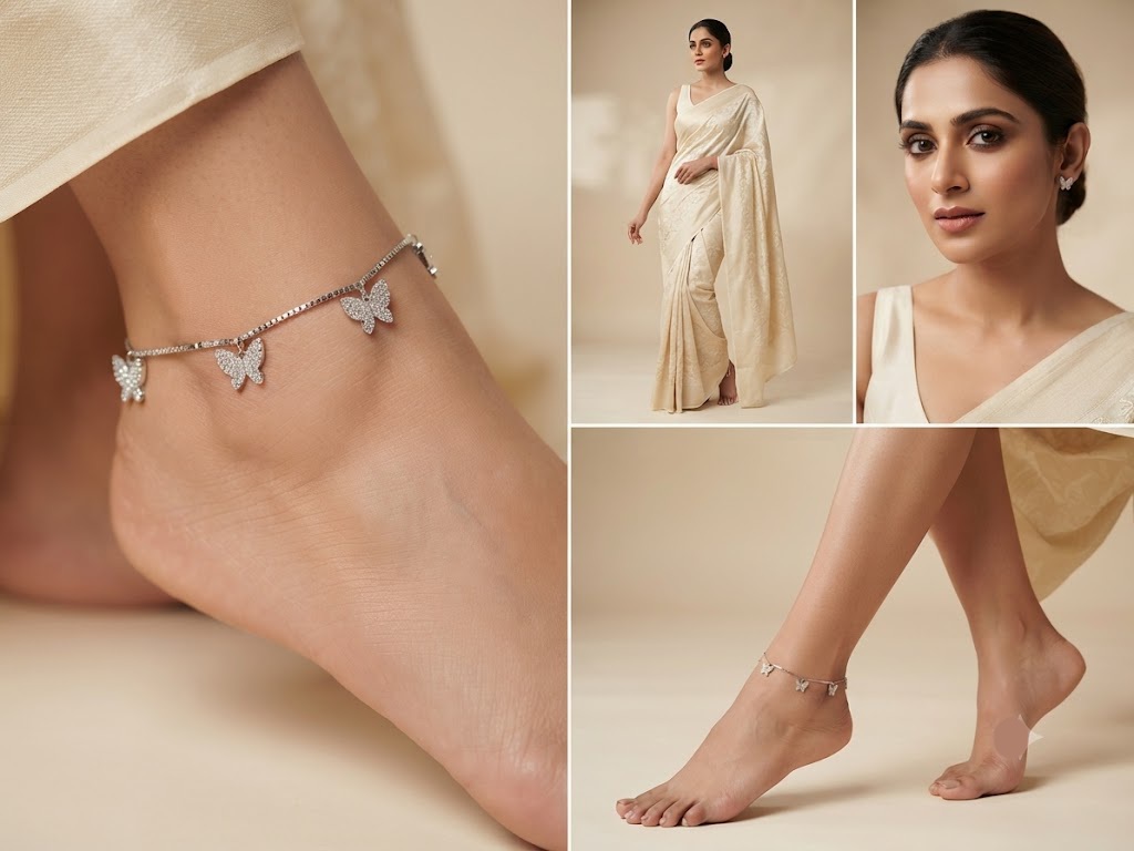 DANCING BUTTERFLY SILVER ANKLET - Image 2