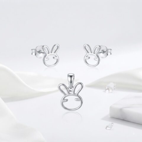 PREMIUM 925 SILVER BUNNY BABY PENDANT SET