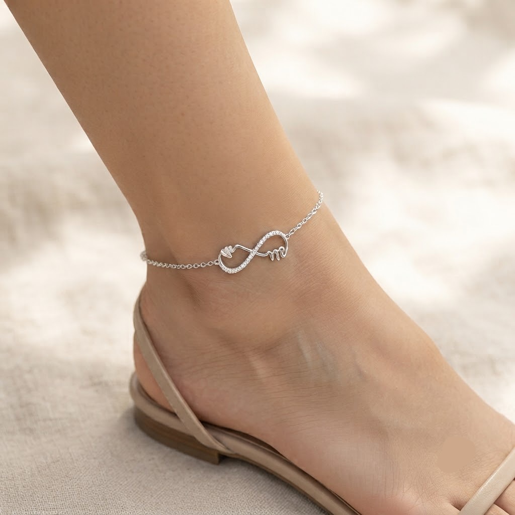 INFINITY LOVE YOU-ME SILVER ANKLET