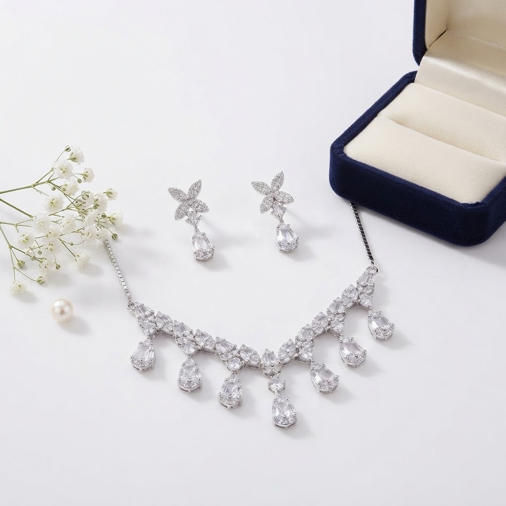 THE VELVET DEWDROP SILVER NECKLESS - Image 2