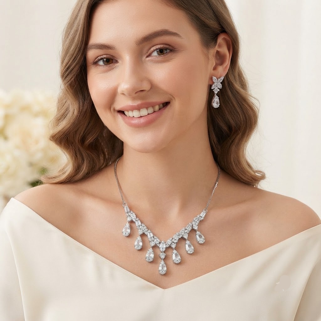 THE VELVET DEWDROP SILVER NECKLESS - Image 3