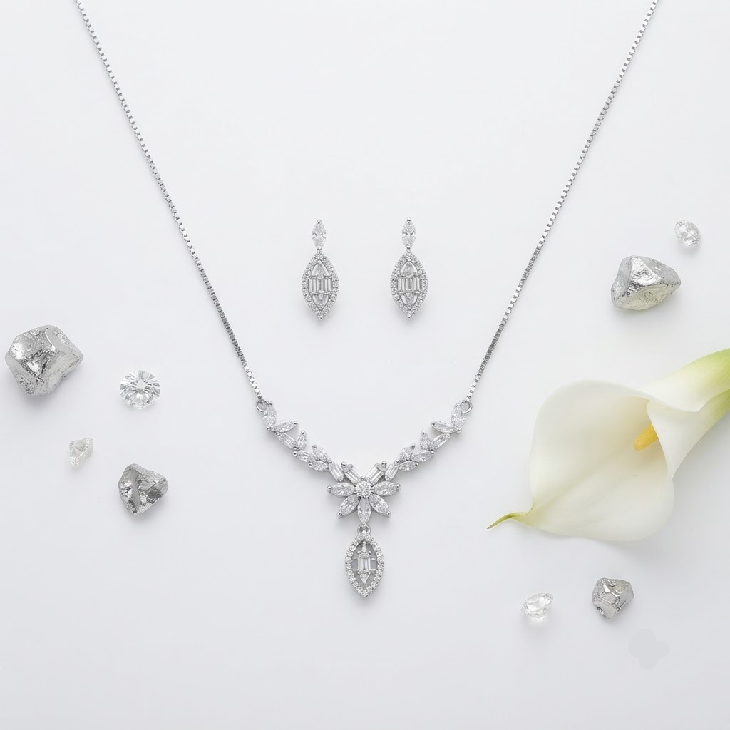 MARQUISE PETAL SILVER NECKLESS - Image 2